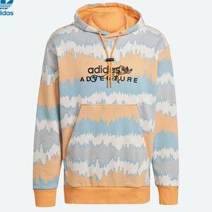 Adidas Adventure Men's Blue and Orange Hoodie AOP Size XL